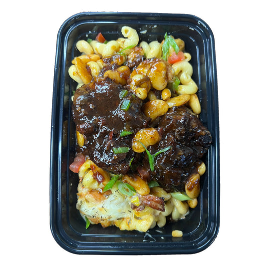 Jamaican Oxtails with Seafood Pasta